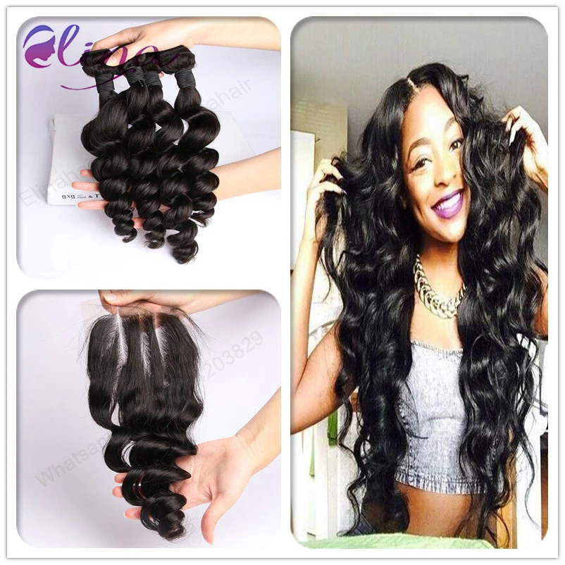 Индийский Девы Волос с Закрытием 5 Связки Предложения 10А свободная Волна 4