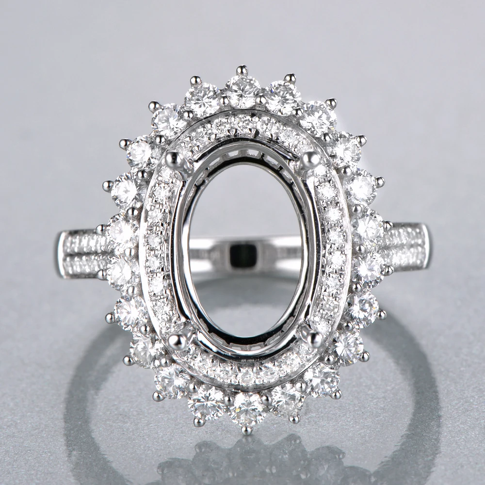 Anniverary 14 к белое золото натуральный 1.07ct алмазное обручальное кольцо ювелирное полукрепление 8x12 мм овальная резка установка