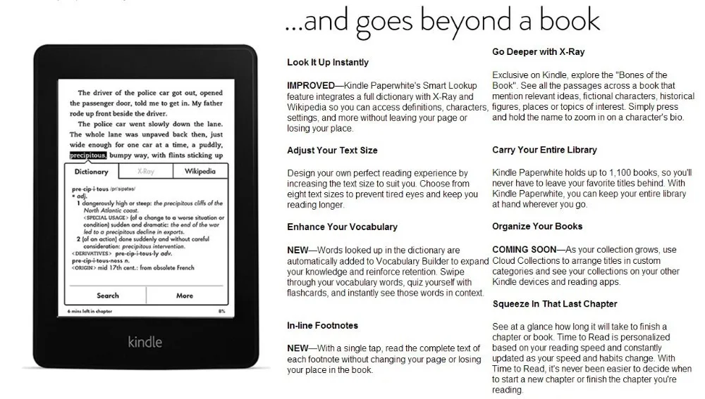Kindle Paperwhite 2-го поколения черный 2 Гб электронная книга e-ink экран wifi " светильник беспроводной считыватель со встроенным задним светильник для чтения электронных книг