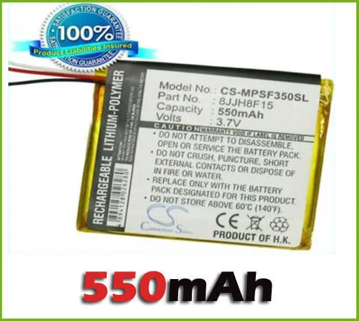 Аккумулятор Cameron Sino для iPOD/MP3/PMP подходит SanDisk батареи Sansa Fuze 4 Гб, Fuze 8 Гб(550 мАч) Новинка