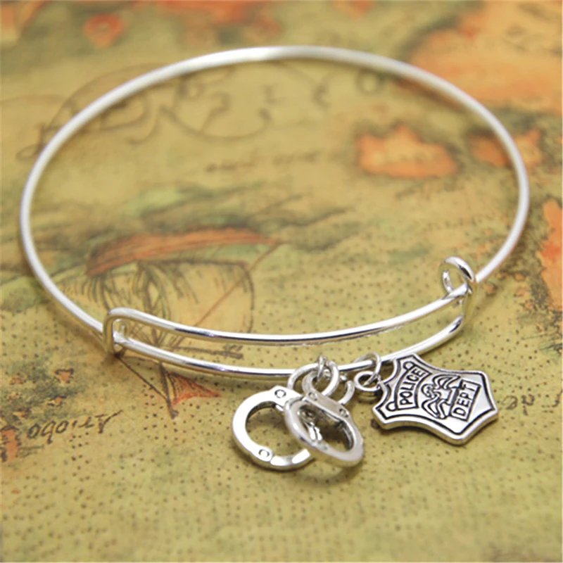 

12 шт./лот полицейский браслет, очаровательные браслеты, регулируемый ювелирный значок, полицейская жена