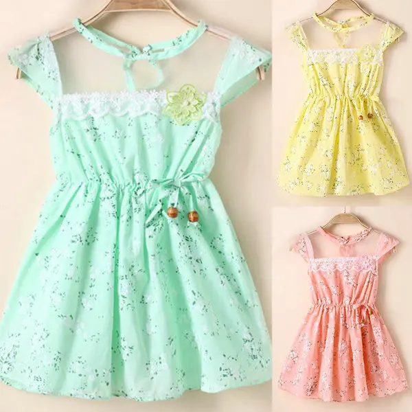95% Cotton Summer Baby One-Piece Kid Girl Lace Floral Tunic Princess Party Dress Size S-XL | Детская одежда и обувь