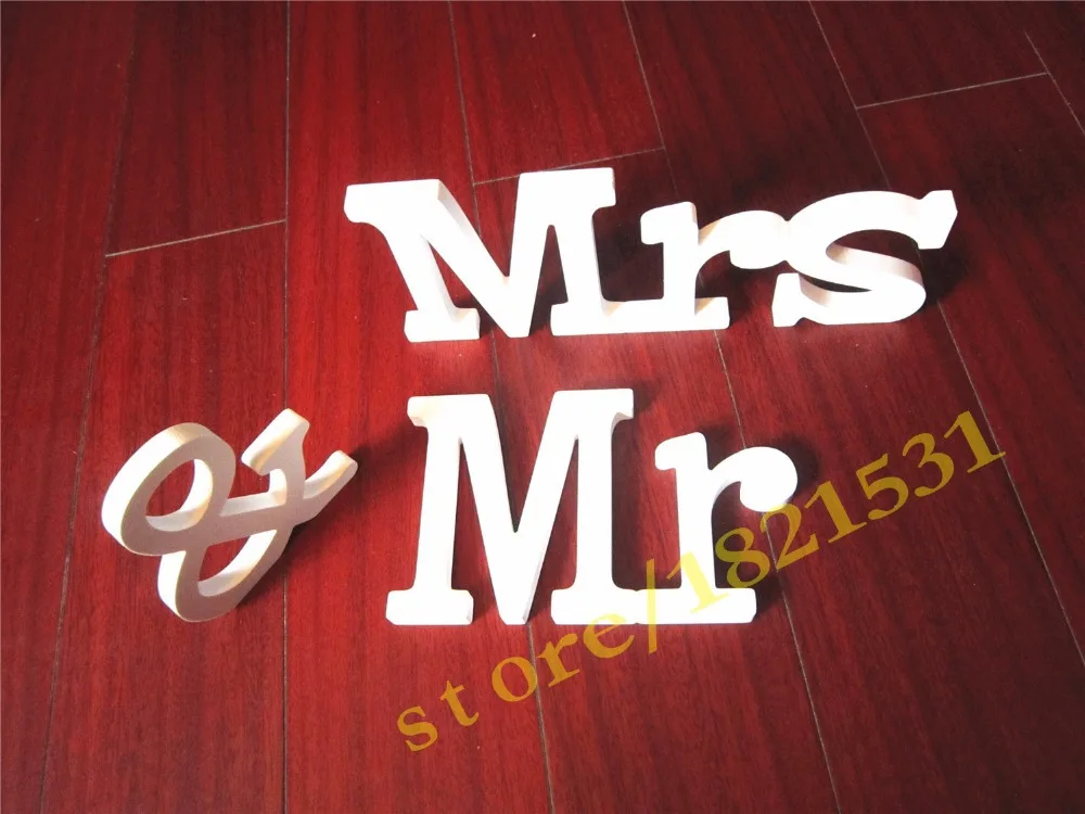 Высота 12 см/15 см Соединенные буквы MR & MRS украшение для дома деревянные белые