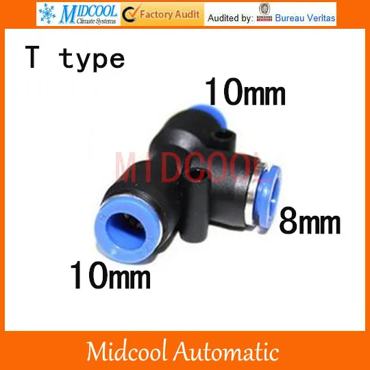 Быстроразъемный 10 мм до 8 Т образная резьба трехсторонний Соединительный