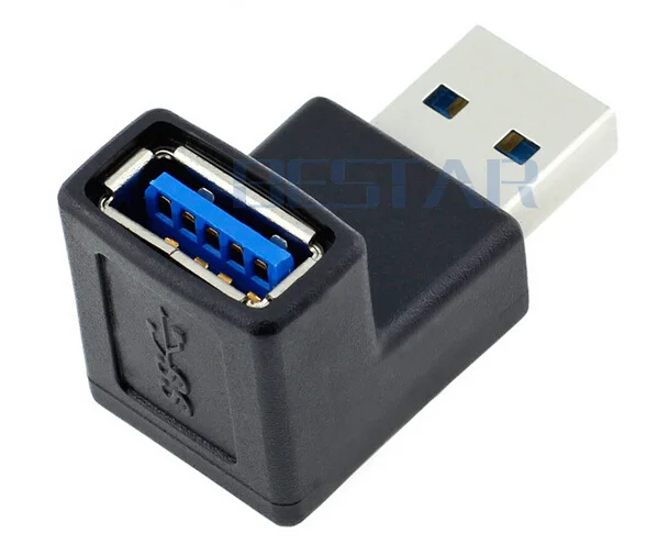 (2 шт./партия) 90 градусов прямоугольный разъем USB 3 0 типа папа на мама переходник
