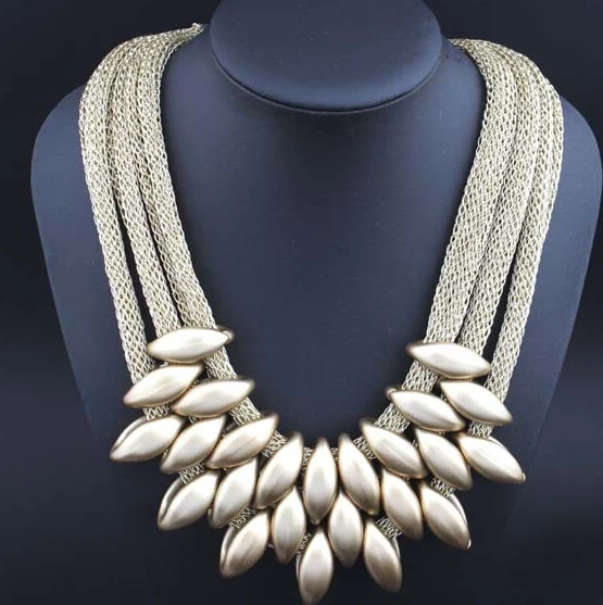 

Vintage Multi-layer Black Chain Necklace Short Zinc Alloy Exaggerated Weaving Statement Fashion Jewelry For Women