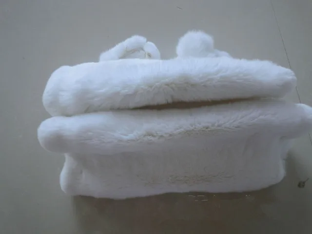 Тарелки из натурального кроличьего меха Рекс/Настоящие белые меховые накладки