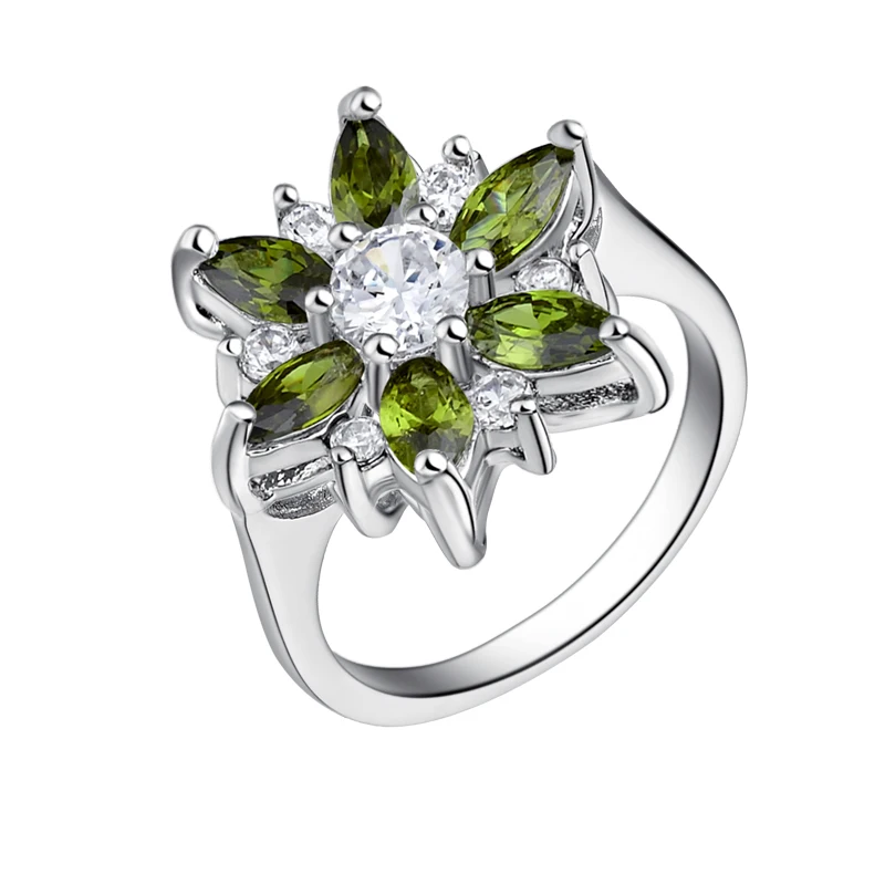 Скидка 49% 2016 Кристальные кольца серебряного цвета с цветами для женщин ювелирное