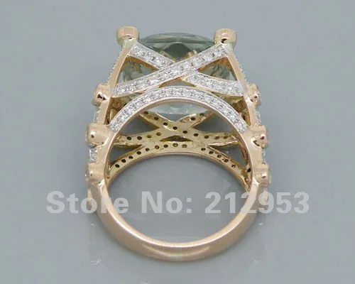 14.35Ct, розовое золото 18 К, обручальное кольцо с зеленым аметистом, ювелирные украшения для женщин, Подарок на годовщину