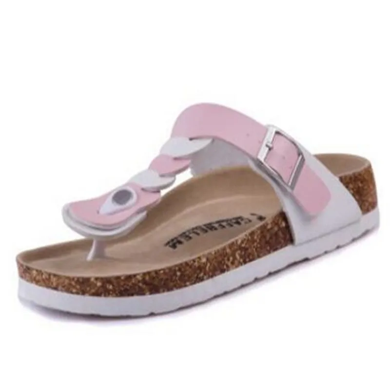 Женские шлепанцы модная пробка сандалии на плоской подошве новинка 2017 летние