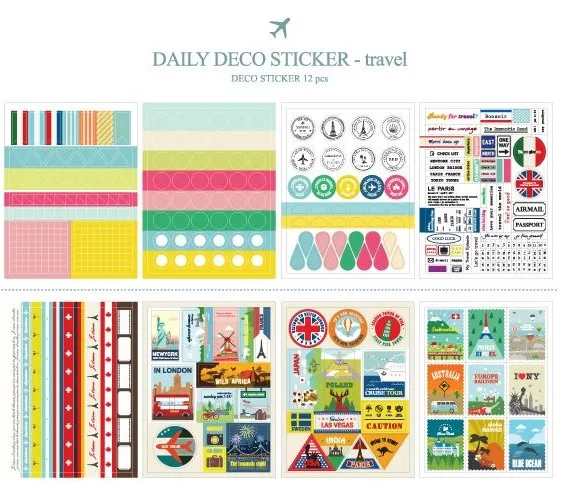 12sheets/LOT DIY Scrapbooking Vintage Travel Paper Stickers Diary Photo Album Wedding Decoration Label Kawaii Stationery | Дом и сад