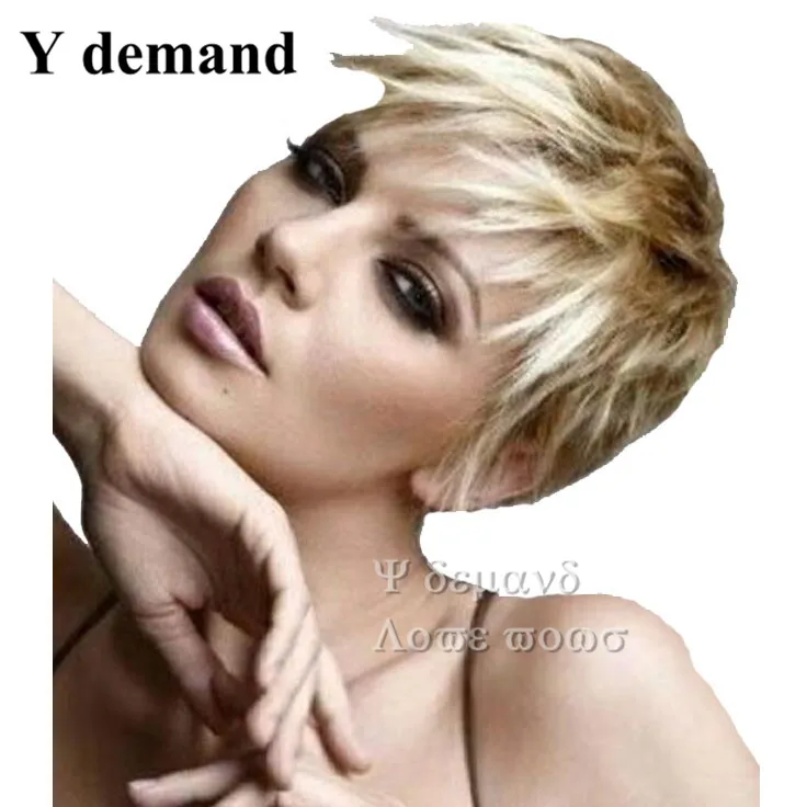 Короткие светлые парик с основными моментами женский стрижка пухлые прямо