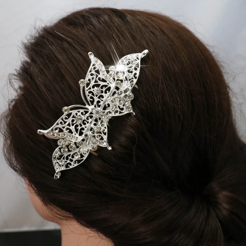 Трендовая диадема для волос женщин Свадебная Серебряная расческа с кристаллами