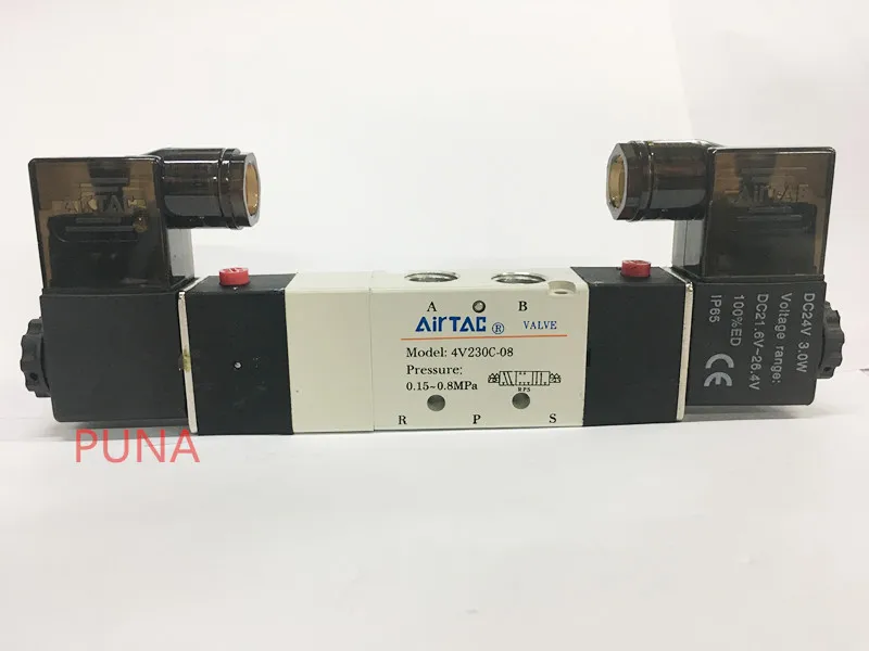 Pnematic электромагнитный клапан Airtac 5/3 5-позиционный 3-позиционный 1/4 &quotBSP 4V230C-08 с
