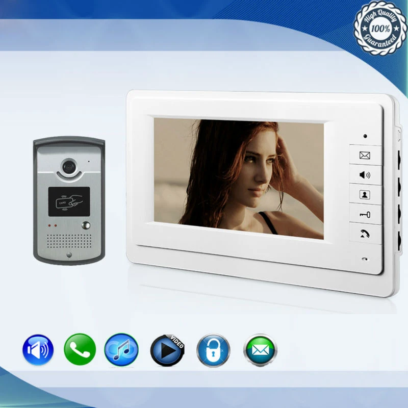 

New style smart home 7 inch TFT LCD screen monitor, using indoor monitor with RFID card outdoor camera video door bell D99C