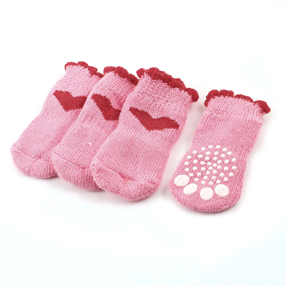 UXCELL 2 Pairs Paw Pattern Нескользящим Дном Вязание Собак Pet Щенки Носки Красный Размер M |
