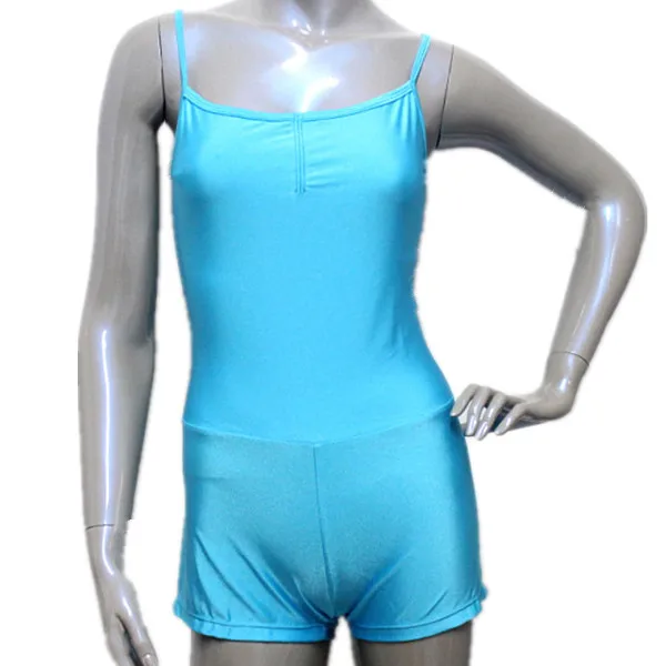 River Blue Блестящий лайкровый женский топ для девушек Biketard Dance Unitard с шортами для детей и взрослых, 18 цветов - Цвет: River Blue