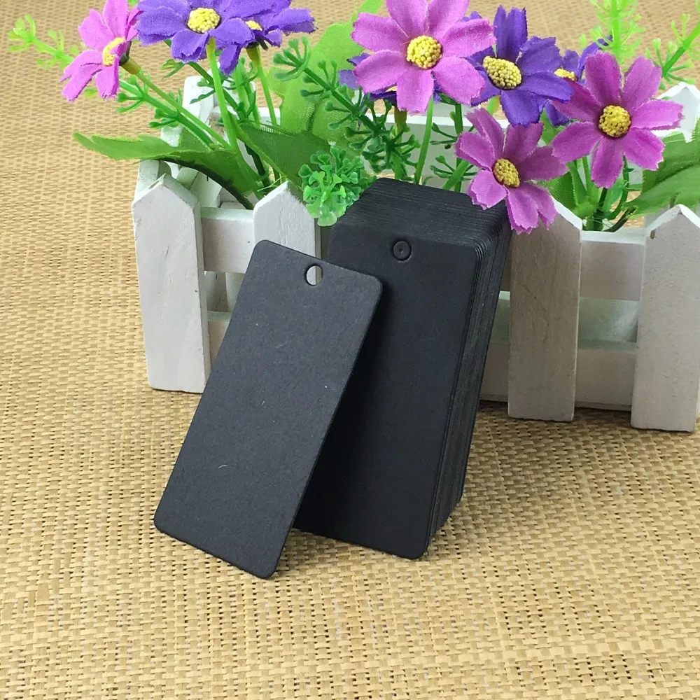 200PCS Price Tags 8*4cm Kraft Rectangle Cradboard Label Tag Blank Cardstock Jewelry Cardboards Accept custom logo | Украшения и