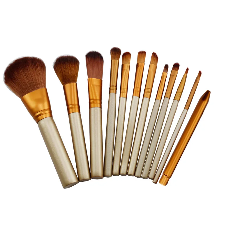 12PCS A LOT 12 шт./лот Pro Марка Расчёски для волос Инструменты для Для женщин Макияж смешивания Кисточки Наборы для бровей Кисточки составляют комплект железный ящик - Handle Color: 12PCS A LOT