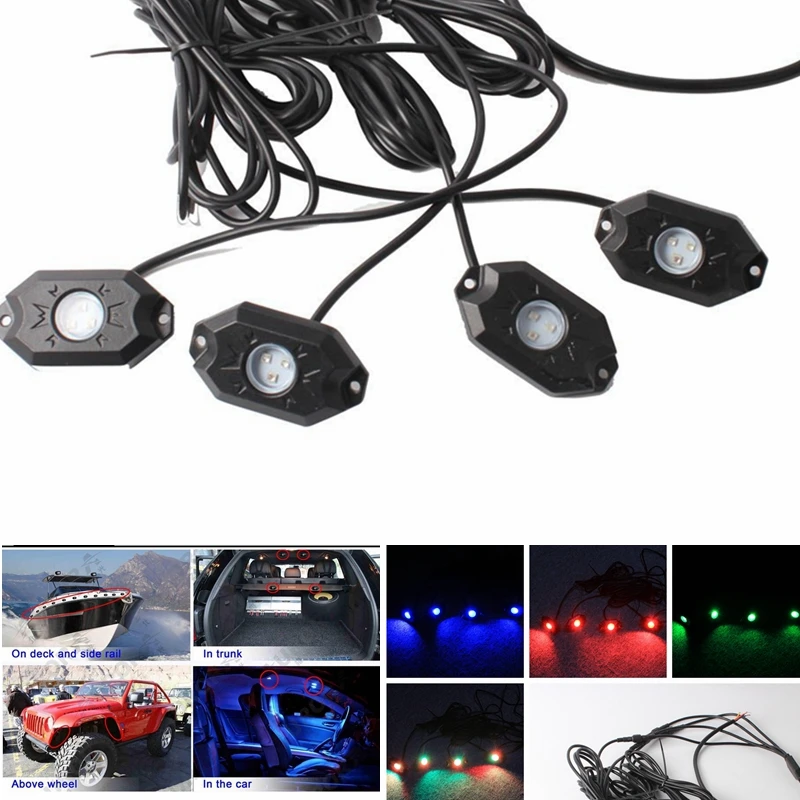 Pod RGB мини рок под автомобиля светодиодный флеш огни 4 Рок Огни для внедорожника SUV