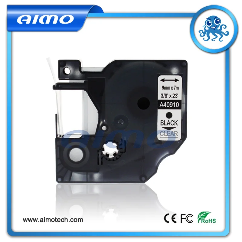 Новый совместимый с dymo D1 лейблом лента 40910 9 мм черная на прозрачной этикетке 1