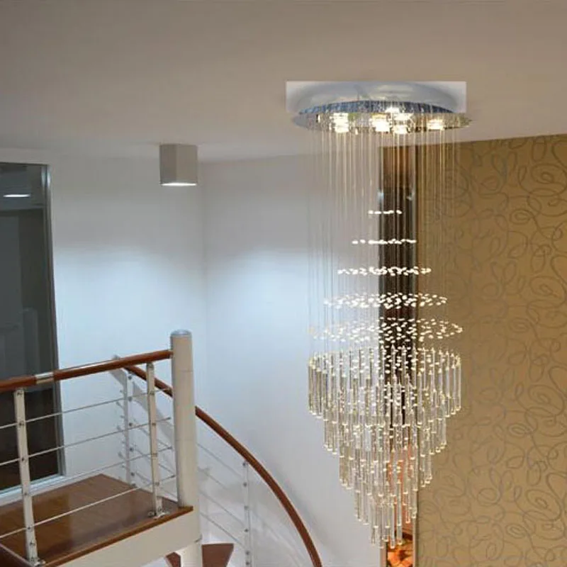 ZX K9 Хрустальная спираль длинная Люстра для зала GU10 Светодиодная лампа Подвесная