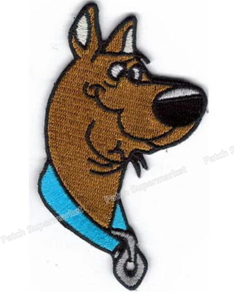 3,7" SCOOBY DOO HEAD патч комиксы многосерийный телефильм костюм Вышитая эмблема наклейки пришить термоклейкий значок