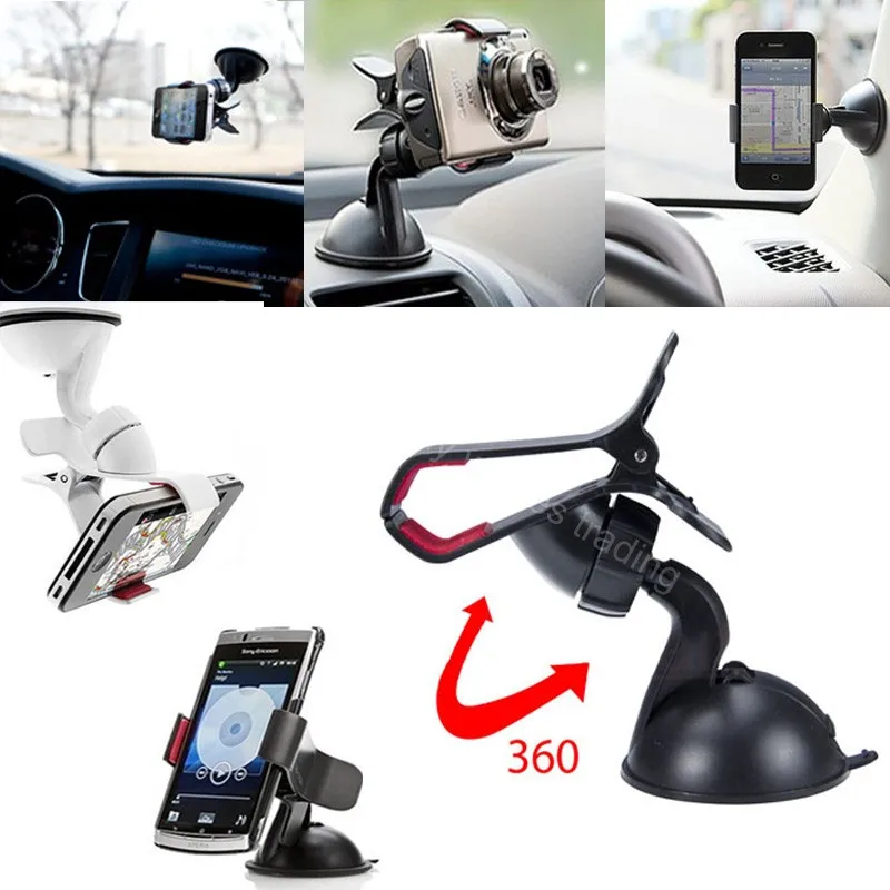 Автомобильный держатель на присоске для лобового стекла и окон с вращением 360