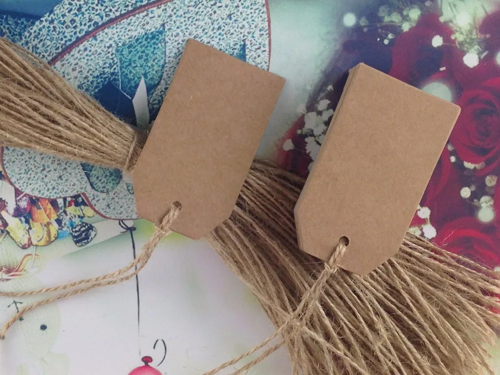 400 шт./лот 7*4 см уголки из крафт картонной бумаги подвесные ценники + шт. конопляных