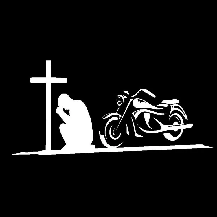 

20.3*9CM Men Pray Cross Motorcycle Creative Decal Sticker Personalized Fashion Car Styling Decorative Stickers C4-0169