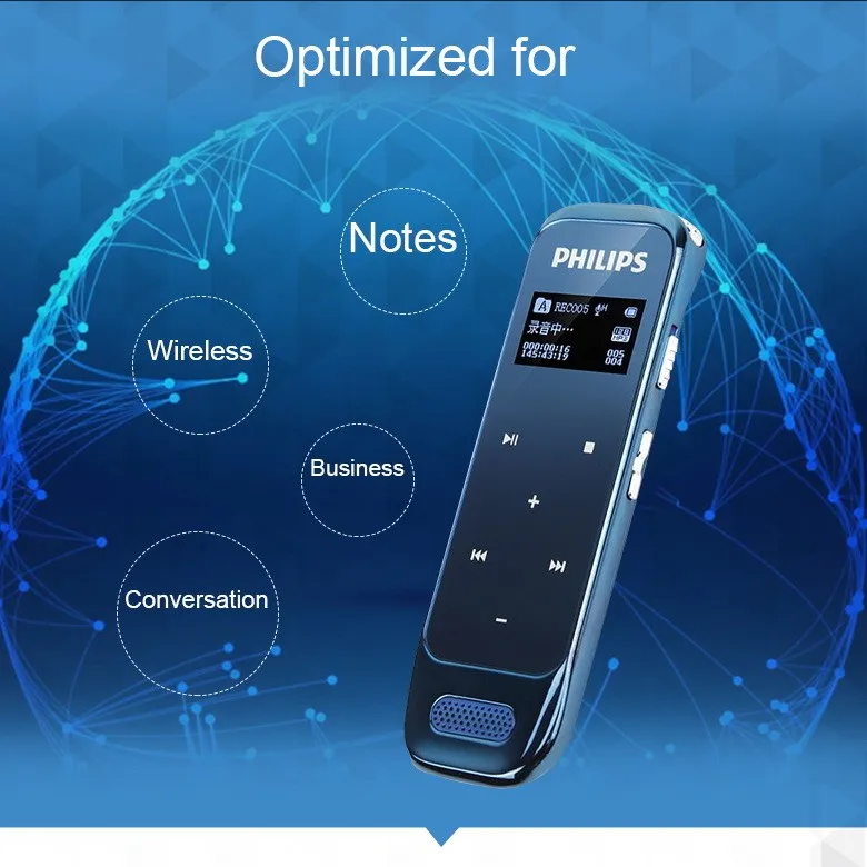 Philips PCM Цифровой Диктофон мини MP3 бизнес профессиональная записывающая ручка с функцией голосовой активации VTR6600