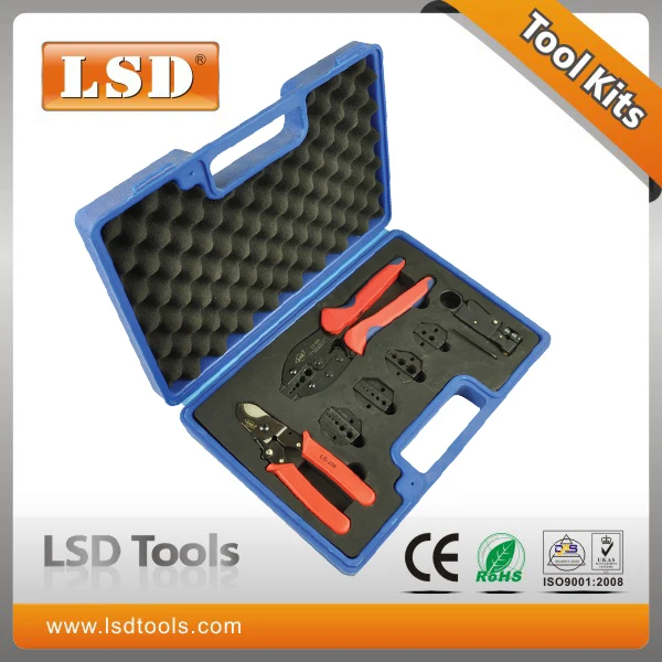 

LY-05H-5A2 Crimping hand tool set with cable cutter & 4 replaceable dies,for crimp coaxial terminal,ferramenta,BNC RG connectors