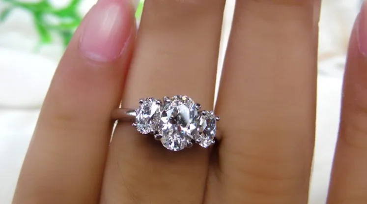 Boho золото Кольца для девочки три Камни 2.41 Ct Алмаз женский Обручение кольцо au750 ювелирные изделия навсегда любовь Promise Ring