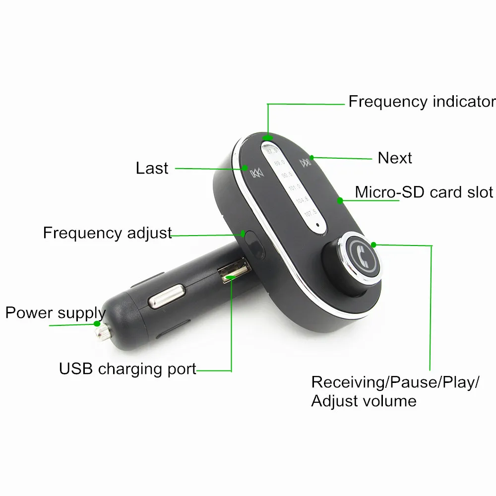 FM Передатчик Автомобильный Комплект Bluetooth MP3 Плеер Поддержка Micro-SD Карты Играть WMA