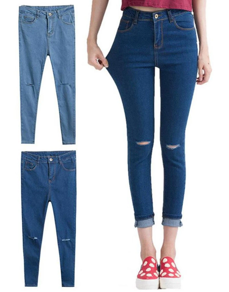 Женские рваные джинсы 2020 женские обтягивающие с дырками модные повседневные