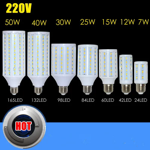 Светодиодная лампа E27 ампулы 220V SMD5730 СИД кукурузный свет фар для Led 7 Вт 12 15 25 30 40 50