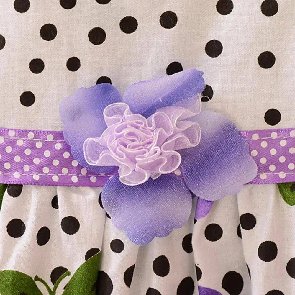 Полиэстеровое платье в горошек + бабочка полиэстер Летнее Детское с короткими