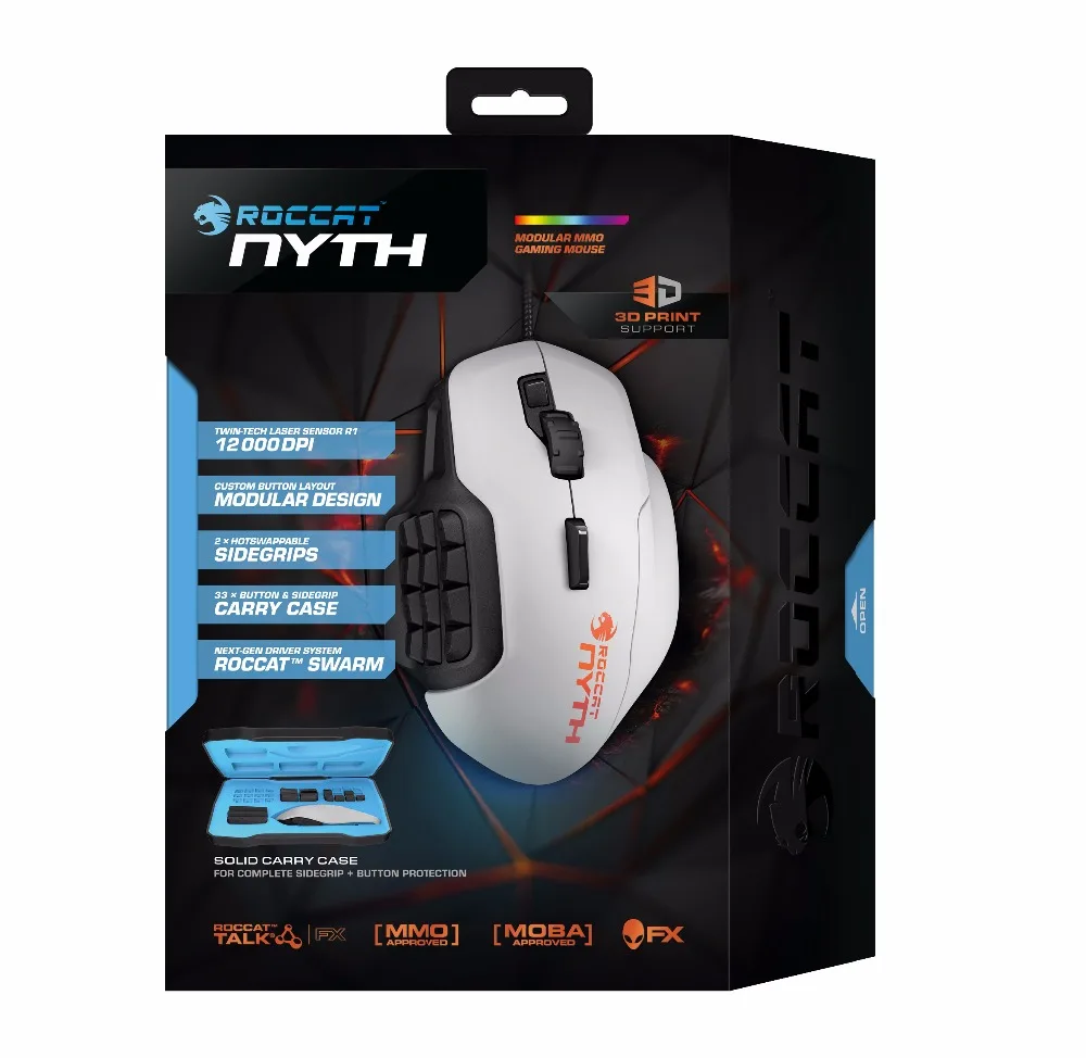 ROCCAT NYTH 11-901 white wired modular laser gaming mouse 12000DPI 18 buttons From official distributor A&ampDD Company Russi | Компьютеры