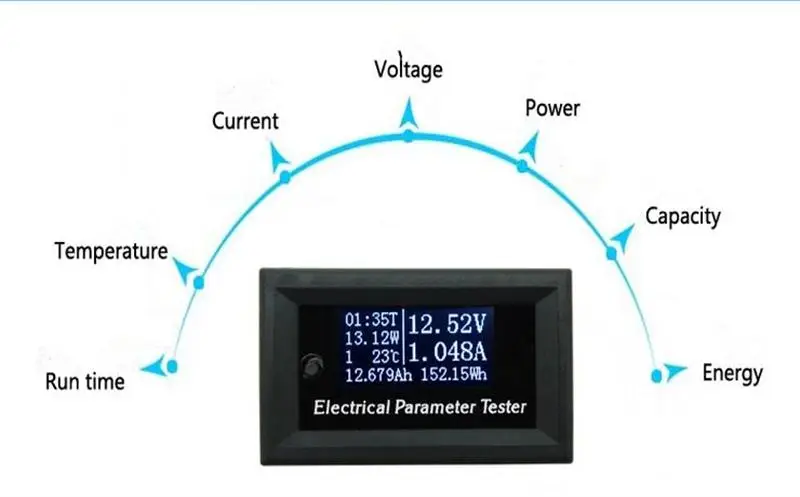 7 в 1 OLED измеритель электрических параметров напряжения тока мощности энергии