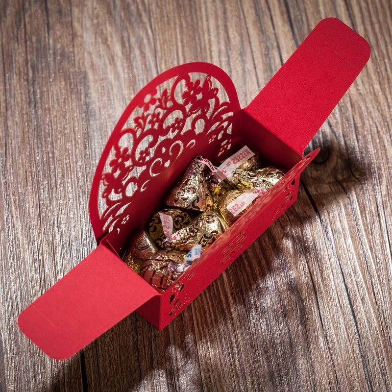 Азиатский тематические красного цвета Двойной Счастье Свадебная коробка конфет