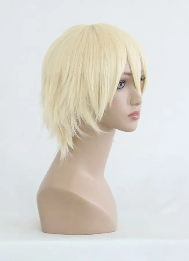 MCOSER 35 см короткий блонд Синтетический Косплей Костюм парик высокая температура волокно WIG-048A