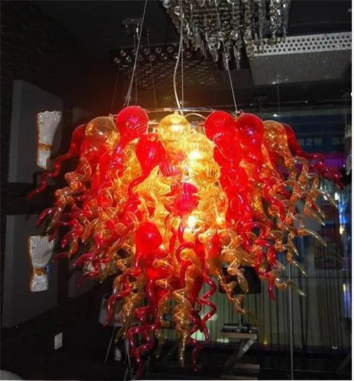 

New Arrival Murano Glass Red and Amber Mini Chandelier Home Decorative Furniture