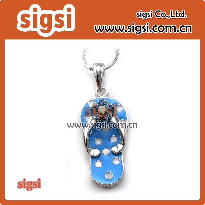 cheap price 40mm Blue Flip Flop Flower Beach Sandal Rhinestone Crystal Charm Pendant Women Jewelry | Pendants