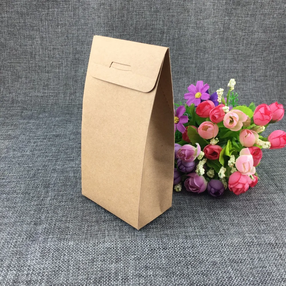 16*8*5cm 50PC/Lot Kraft Paper Candy Bag Rectangle PVC Clear Box Blank Jewelry Package Boxes For Candy/Bake Accept Custom Logo | Украшения и