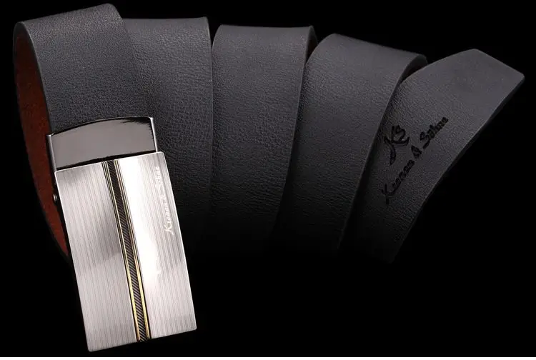 Абсолютно бизнес KS аутентичный черный серебряный мужской костюм из натуральной кожи автоматический замок ремень подходит 20-49 дюймов регулируемый/KB033