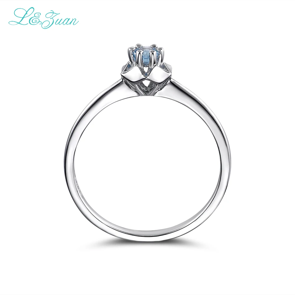 I&ampzuan 925 Sterling Silver Rings Natural 0.145ct Topaz Star Prong Setting Blue Stone Bijou Ring Jewelry For Women Christmas Gift |