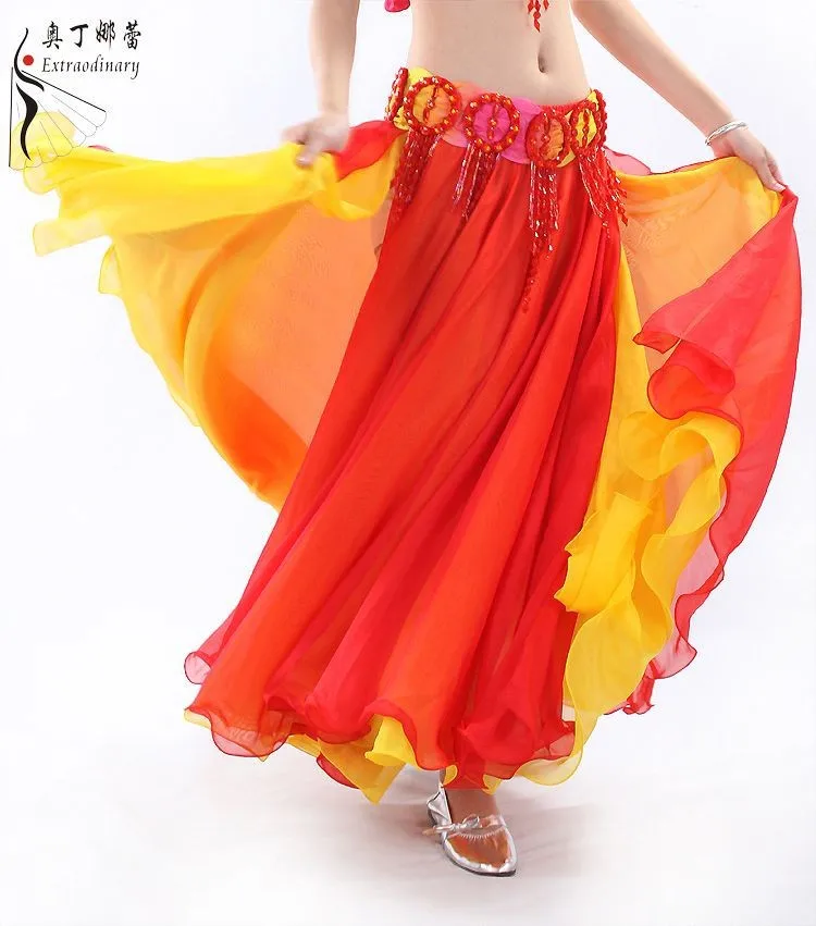 Танца живота Макси шифоновые юбки для танцев BellyDancing юбка Q00586