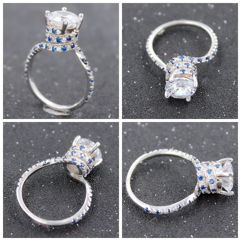 Almei Свадебные 2017 милые кольца с большим камнем для женщин женское кольцо голубым