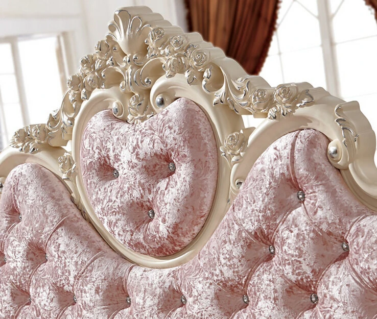 Высококачественная розовая бархатная кровать в французском стиле для принцессы