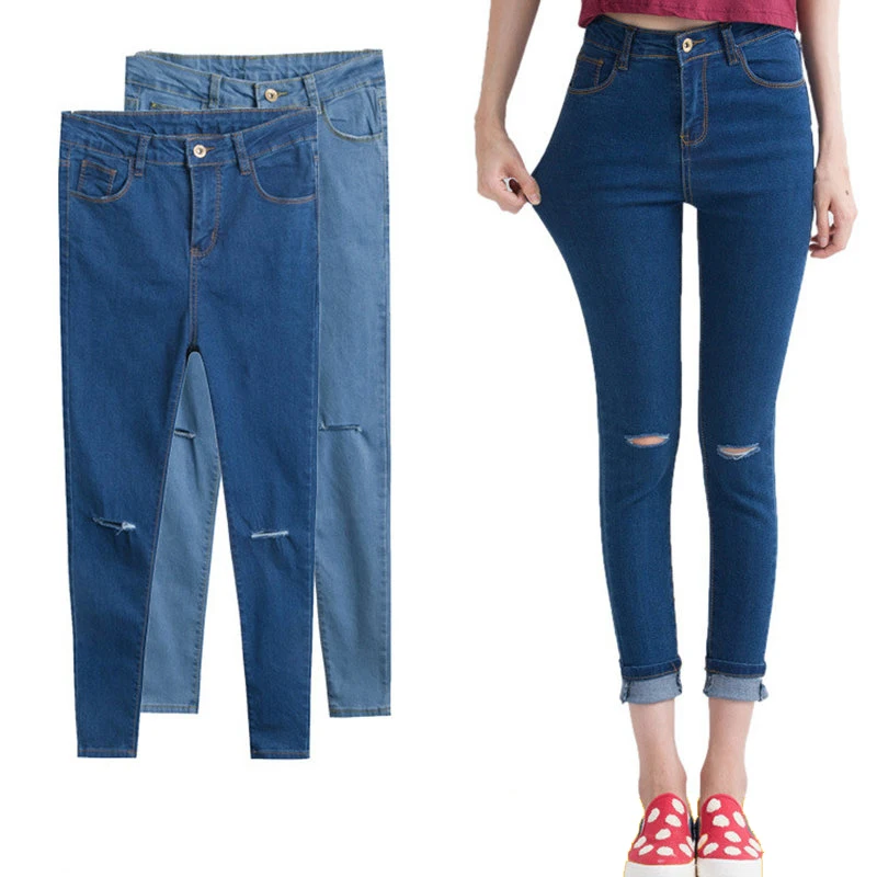 Женские рваные джинсы 2020 женские обтягивающие с дырками модные повседневные